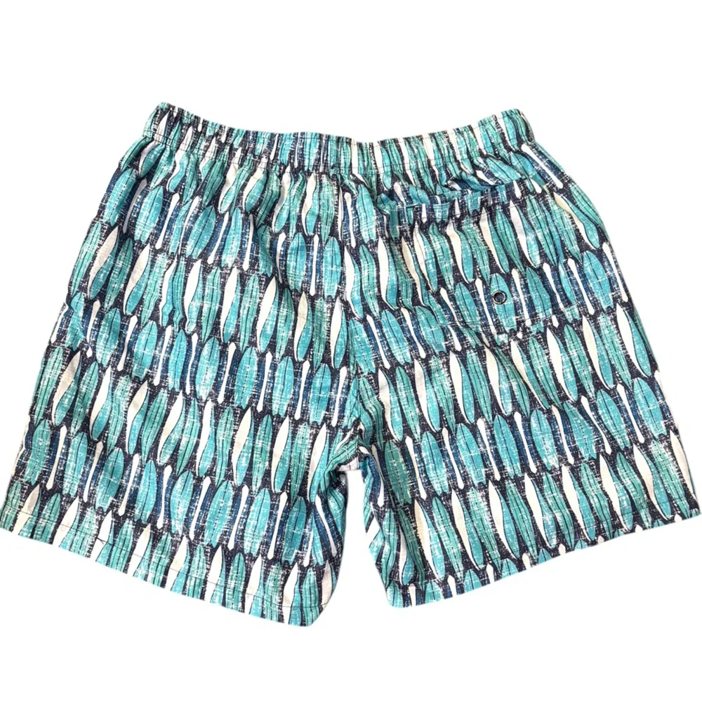 Franks Australia Swim Shorts Mens, Blue Green Longboard, Drawstring X-Large NWOT